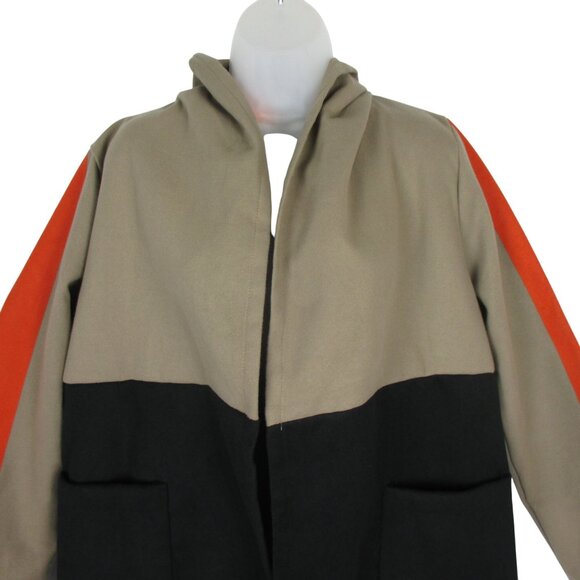MISSLOOK Hooded Jacket Womens Size L Unlined Black Beige Orange Preppy Fall NEW - Picture 2 of 7